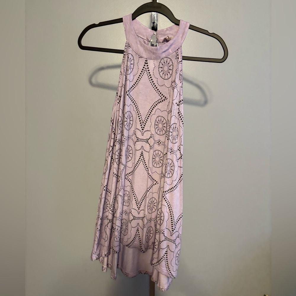 POL Sleeveless Tank Tunic Lavendar With Geometric Black pattern Small new